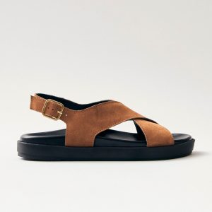 Nico Suede Brown Leather Sandals