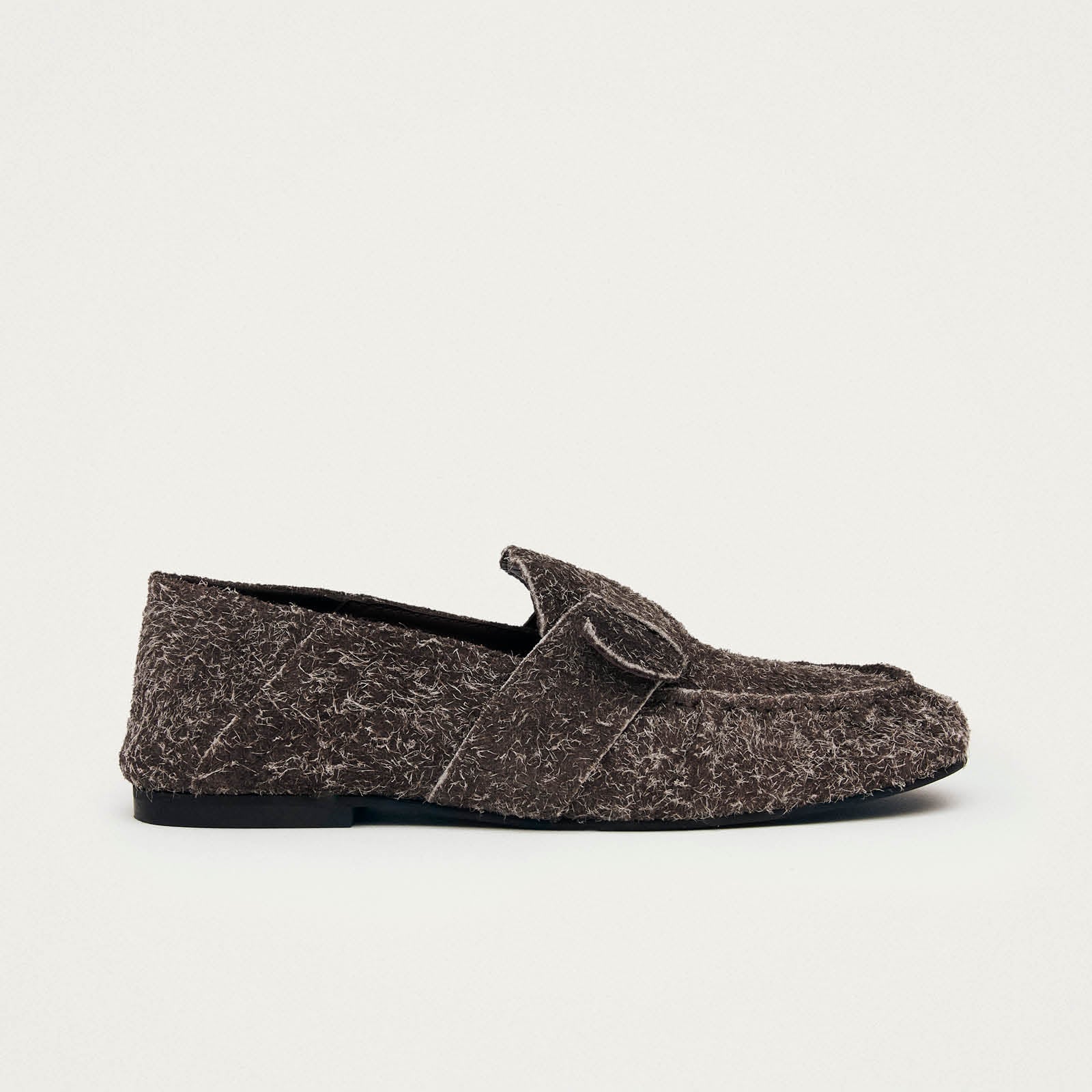 Aeryn Suede Fuzzy Brown Leather Loafers - Image 3