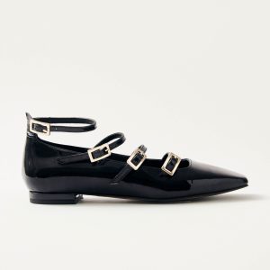 Luke Onix Black Leather Ballet Flats
