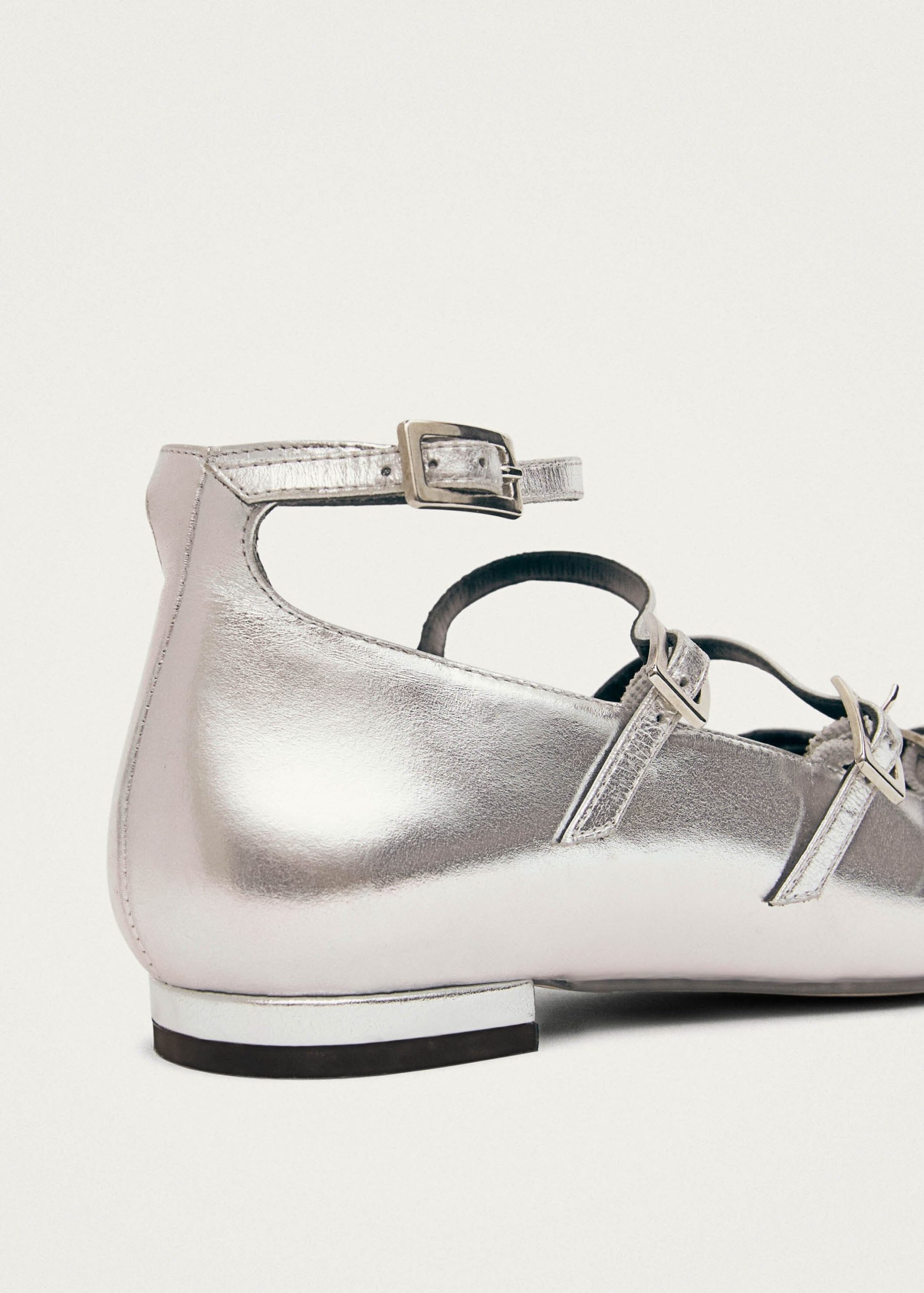 Luke Shimmer Silver Leather Ballet Flats - Image 6