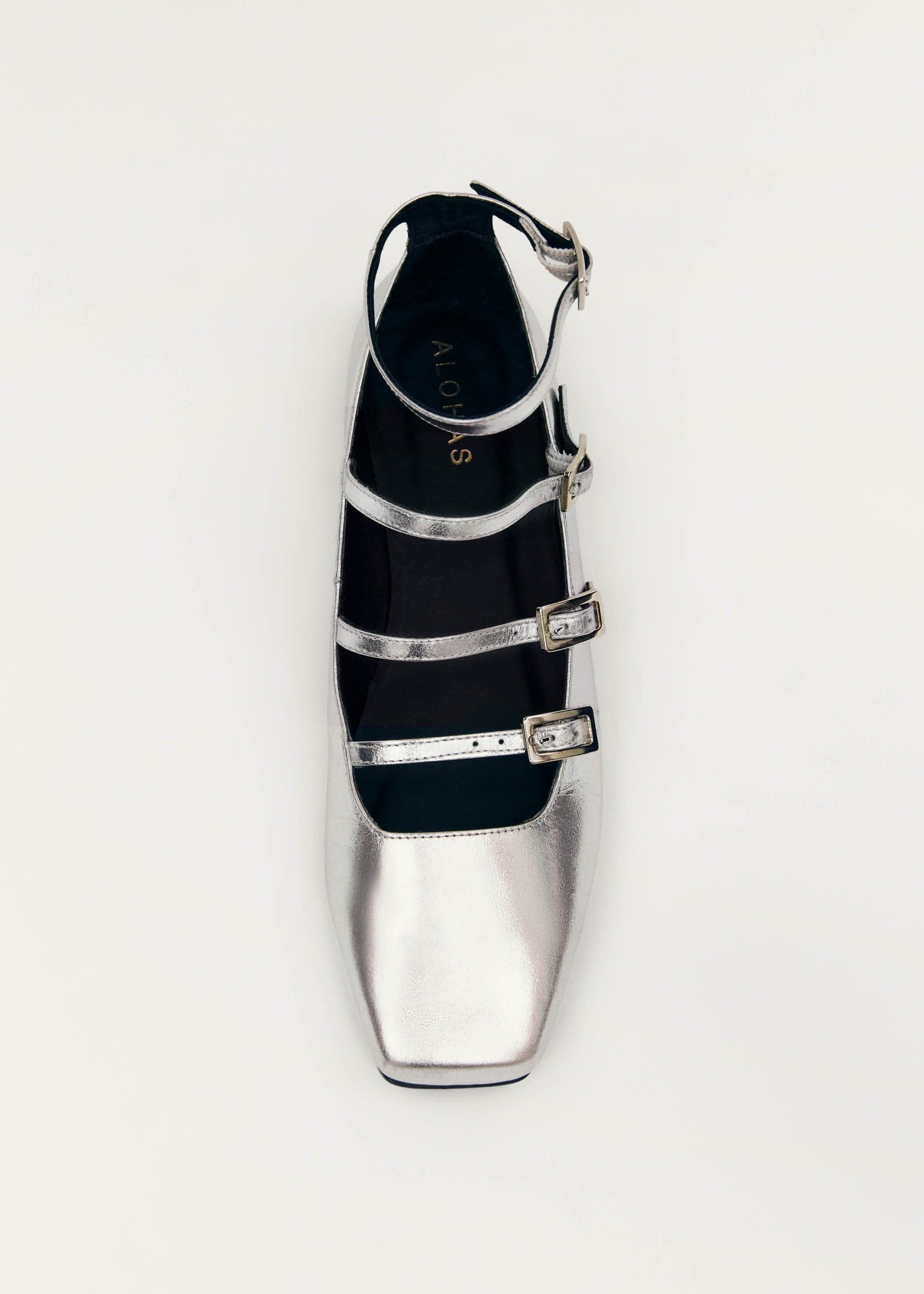 Luke Shimmer Silver Leather Ballet Flats - Image 4