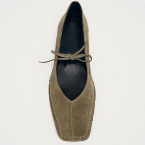 Sway Suede Khaki Leather Ballet Flats